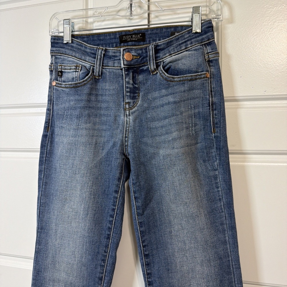 Judy Blue Bootcut Jeans Womens Size 1/25 Blue Medium Wash Mid Rise Distressed - Picture 5 of 12